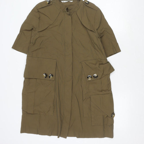 Zara Women's Brown Military Jacket L Size, Buttoned Casual