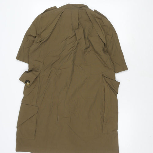 Zara Women's Brown Military Jacket L Size, Buttoned Casual