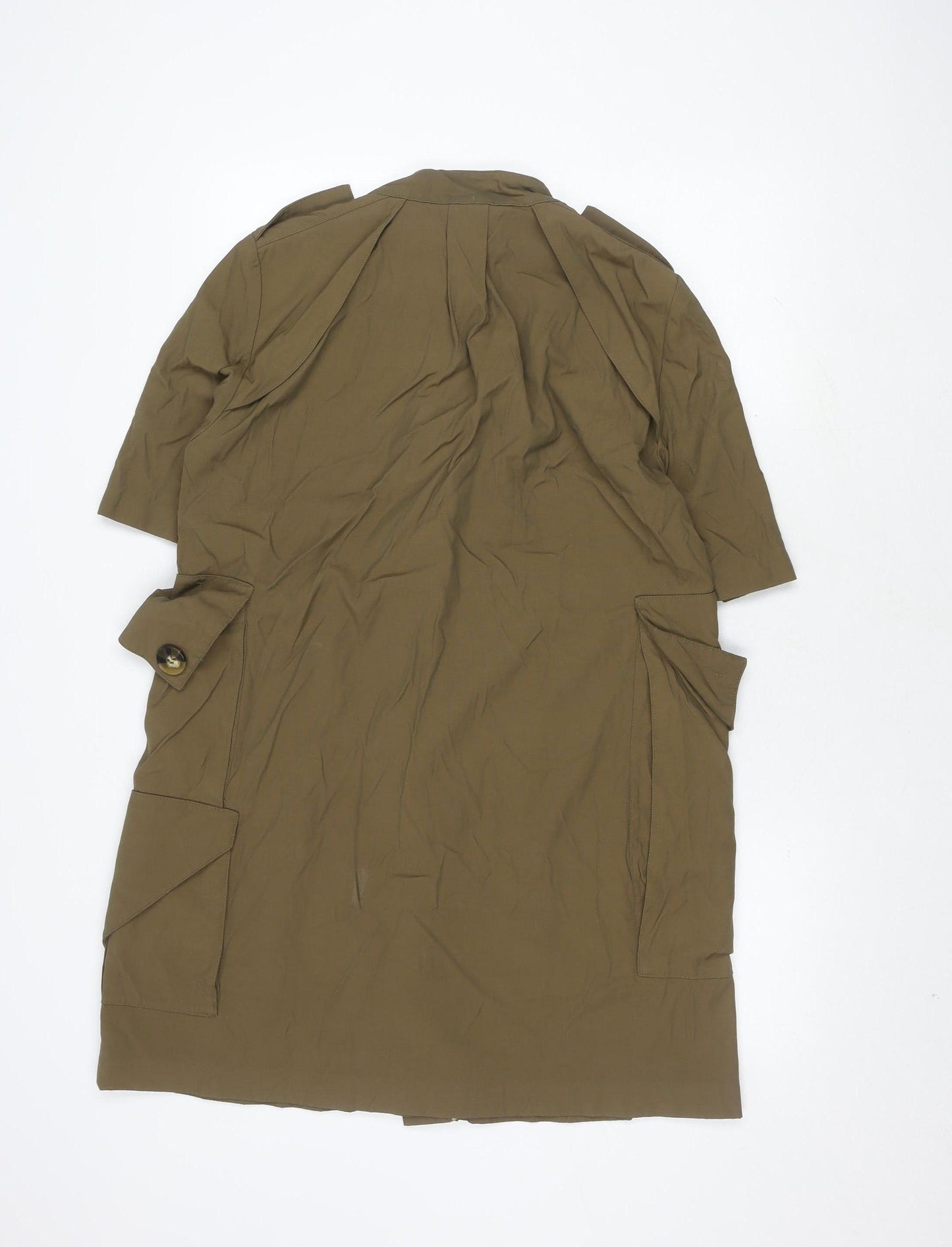 Zara Women's Brown Military Jacket L Size, Buttoned Casual