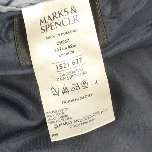 Marks & Spencer Men's Blue Striped Suit Jacket 42R