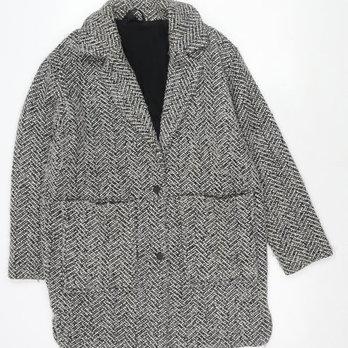 Topshop Women's Grey Herringbone Coat, Size 6