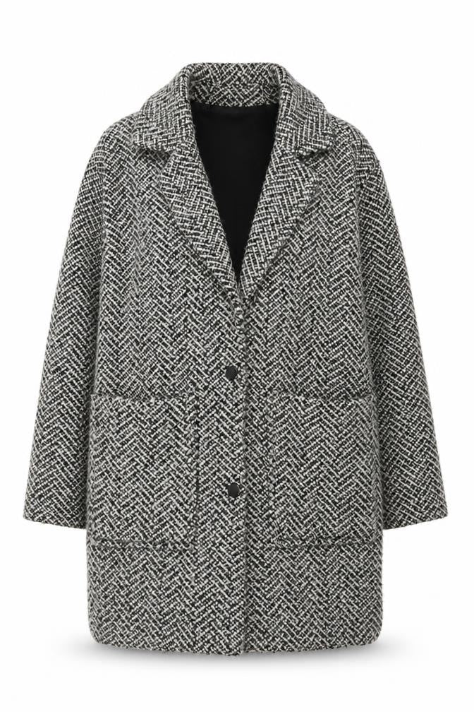 Front view of Topshop Women's Grey Herringbone Coat, size 6
