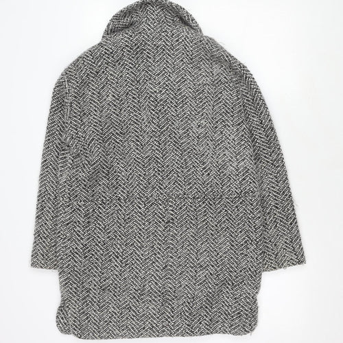 Topshop Women's Grey Herringbone Coat, Size 6