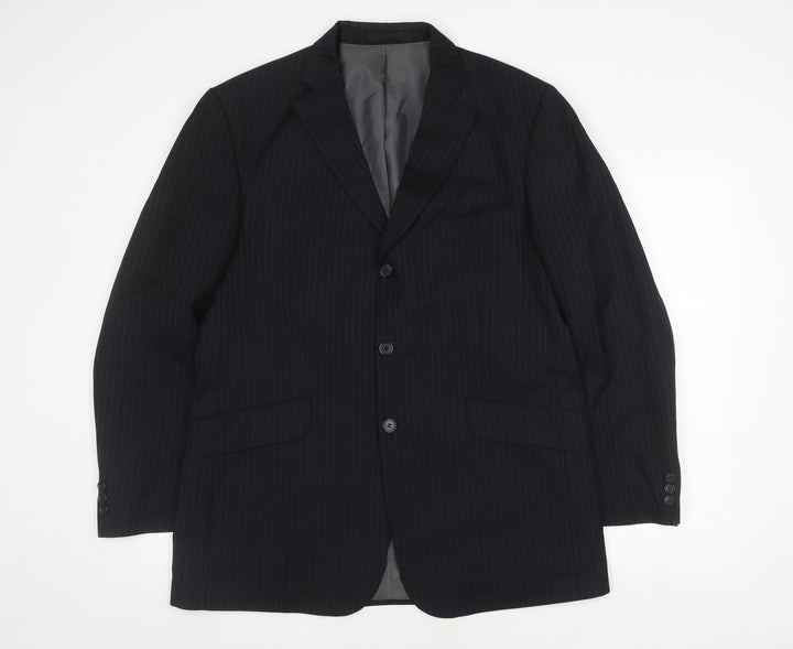 Marks and Spencer Men's Blue Striped Blazer Size 42R