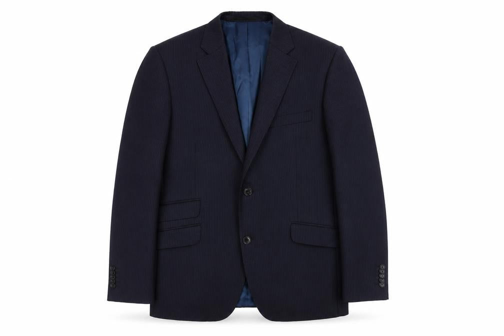 Front view of John Lewis Men's Blue Striped Suit Jacket 40R