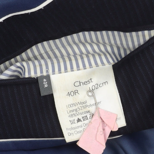 John Lewis Men's Blue Striped Suit Jacket 40R