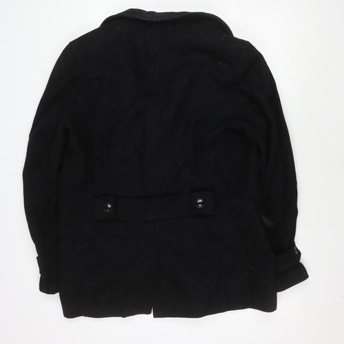 H&M Men's Black Wool Blend Coat, Size 44 Regular Fit