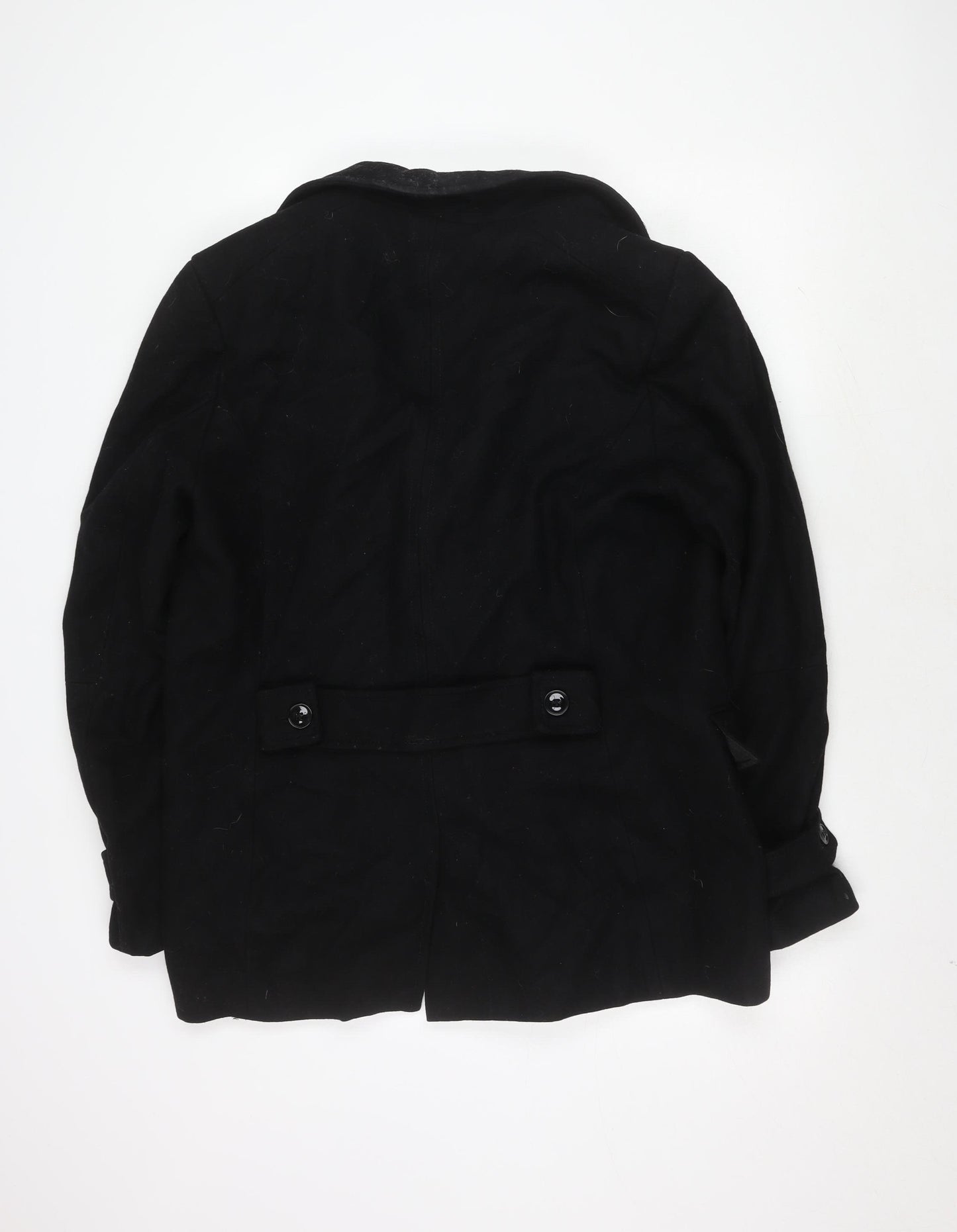 H&M Men's Black Wool Blend Coat, Size 44 Regular Fit