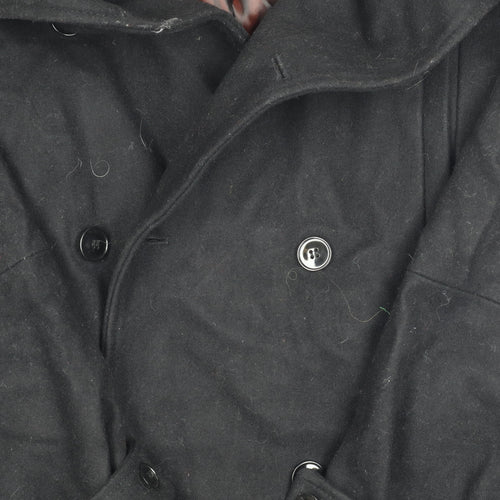 H&M Men's Black Wool Blend Coat, Size 44 Regular Fit