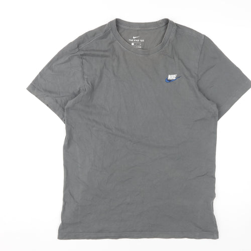 Nike Men's Grey Crew Neck T-Shirt, S, Cotton, Logo