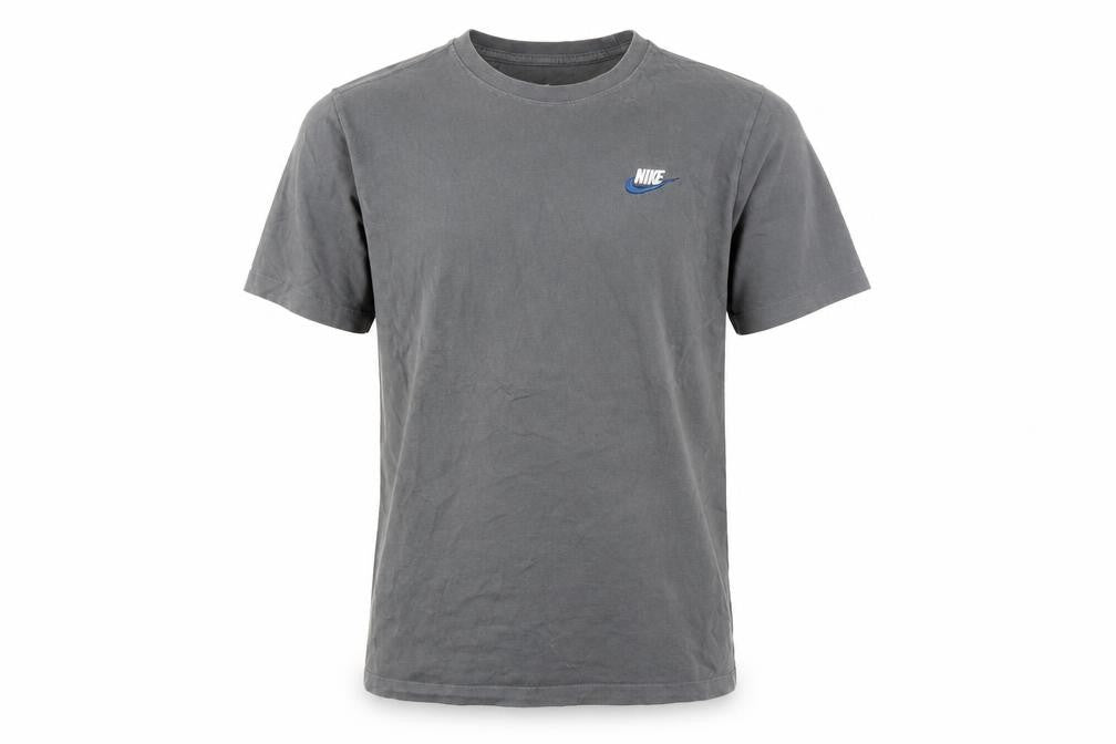 Front view of Nike Men's Grey Crew Neck T-Shirt, S, Cotton, Logo
