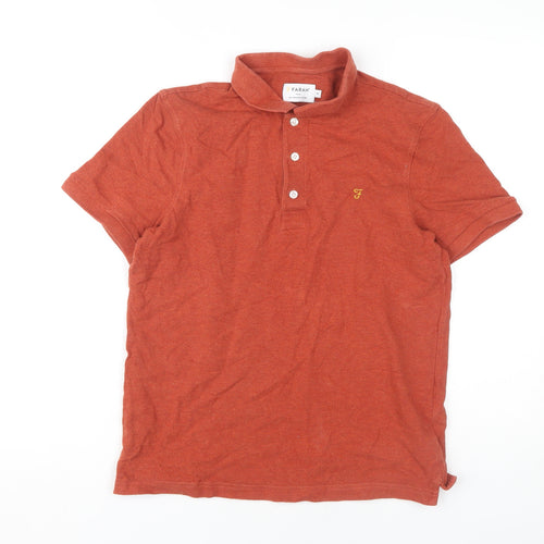 Farah Men's Orange Polo Shirt M Short Sleeve Cotton