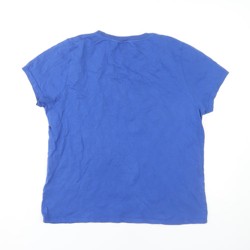 Wrangler Women's Blue Crew Neck T-Shirt - Medium