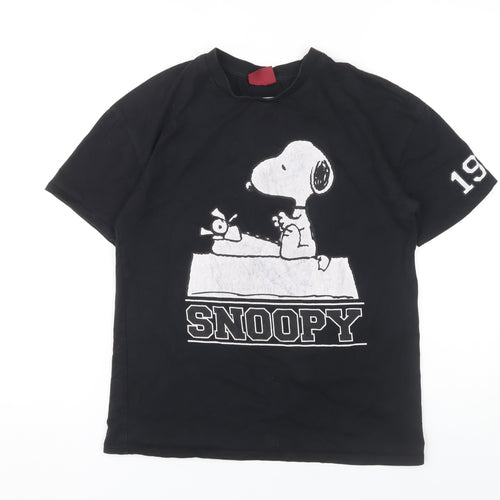 Peanuts Women's Black Snoopy T-Shirt Size 8