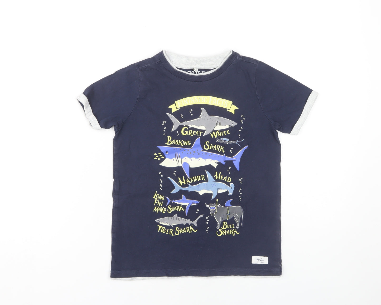 Joules Boys Blue Shark Graphic T-Shirt Age 7-8 Years