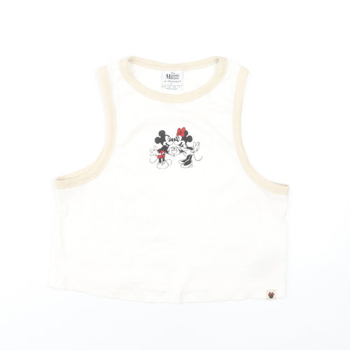 Disney Women's Ivory Minnie Mouse Cropped Tank - Large
