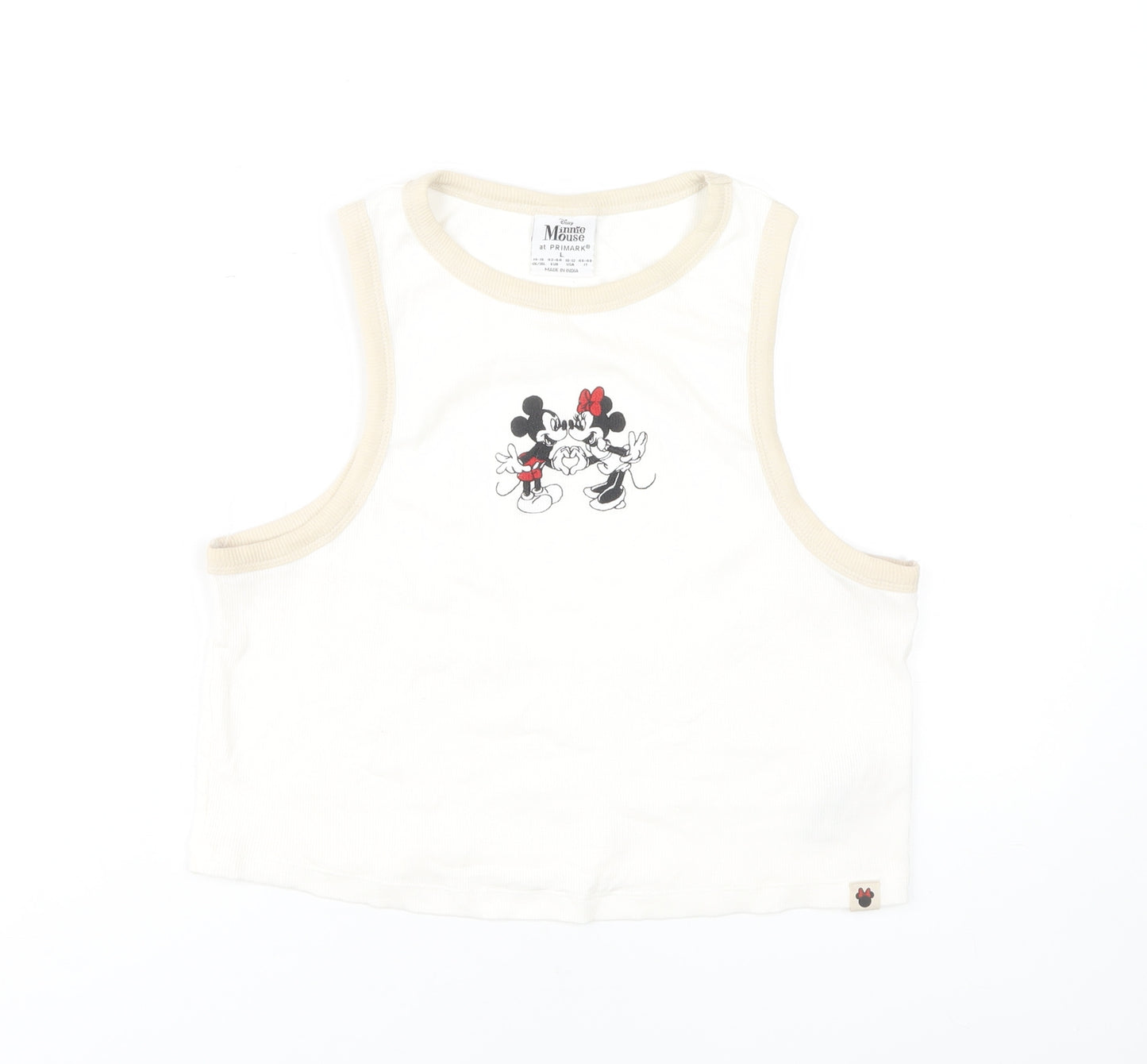 Disney Women's Ivory Minnie Mouse Cropped Tank - Large