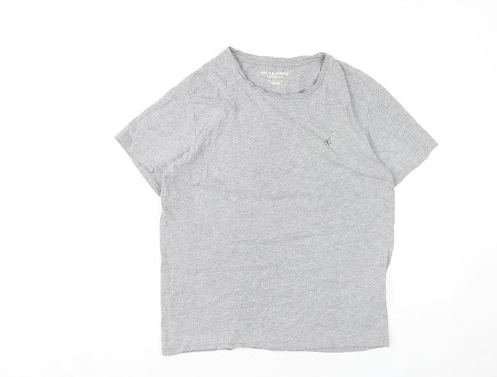 Jack & Jones Men's Grey Regular Fit T-Shirt, M