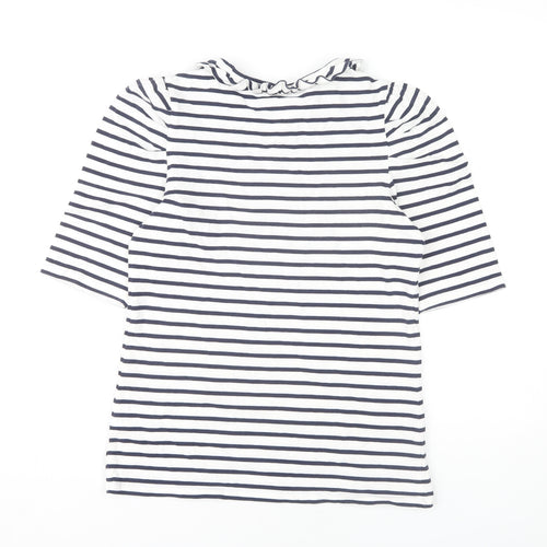 Boden Women's White Striped 3/4 Sleeve Top, Size 8
