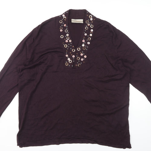 Ann Harvey Women's Purple Plus Size V-Neck Top