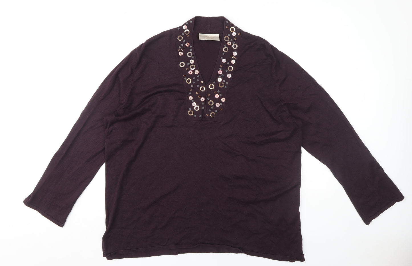 Ann Harvey Women's Purple Plus Size V-Neck Top