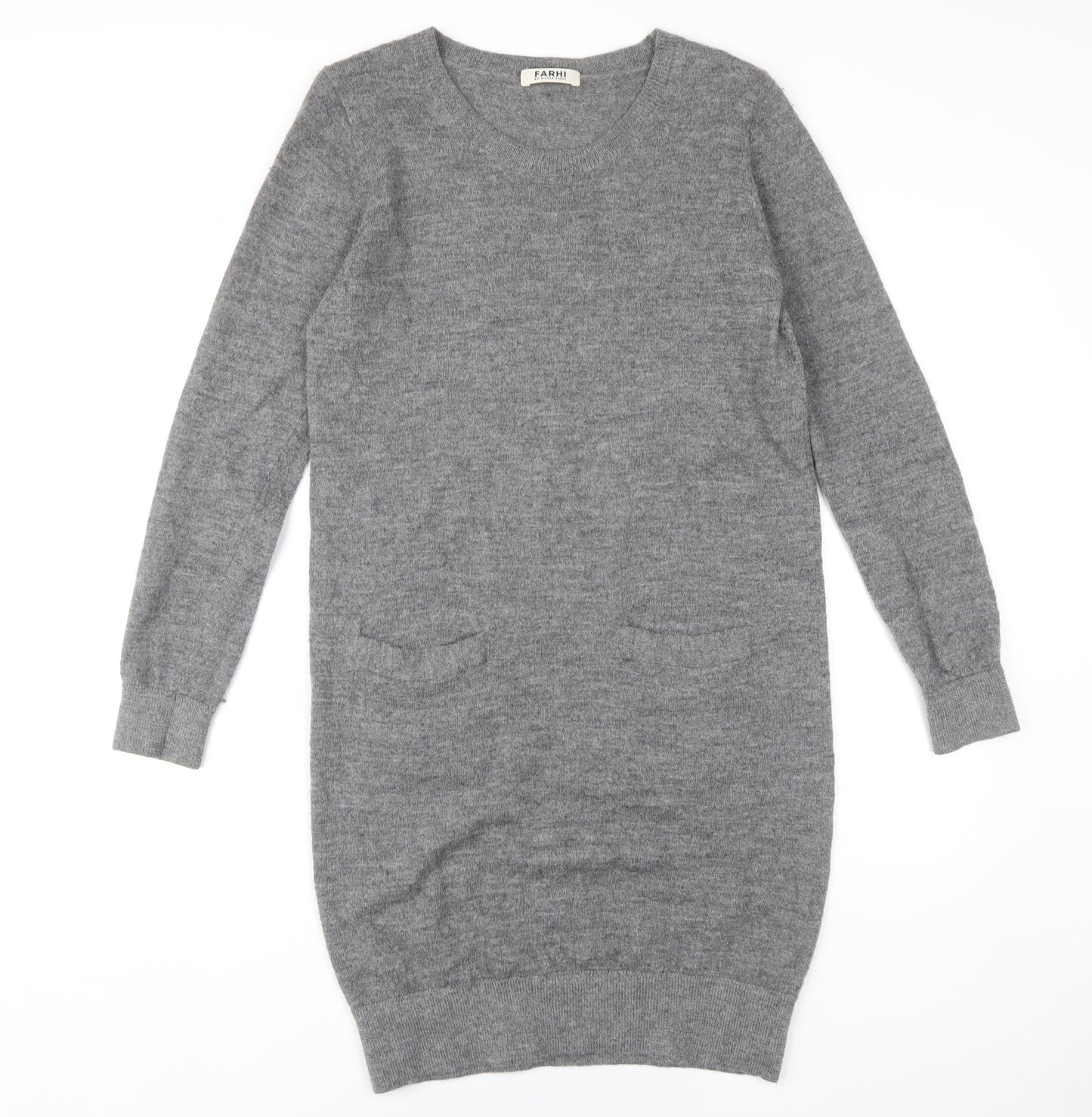 Farhi Women's Grey Wool Alpaca Knit Dress M