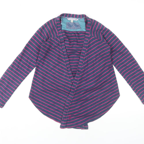 Fat Face Women’s Multicoloured Cotton Striped Open Front Wrap Cardigan Size 10