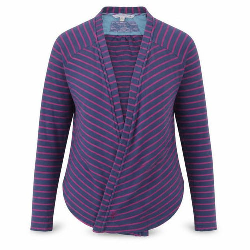 Fat Face Women’s Multicoloured Cotton Striped Open Front Wrap Cardigan Size 10