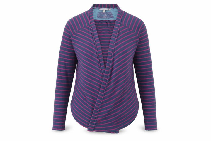 FatFace Women’s Multicoloured Cotton Striped Open Front Wrap Cardigan Size 10