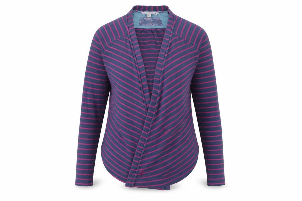 Fat Face Women’s Multicoloured Cotton Striped Open Front Wrap Cardigan Size 10