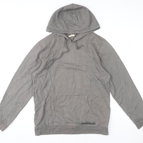 Calvin Klein Men's Grey Hoodie, Size S, Pullover, Logo
