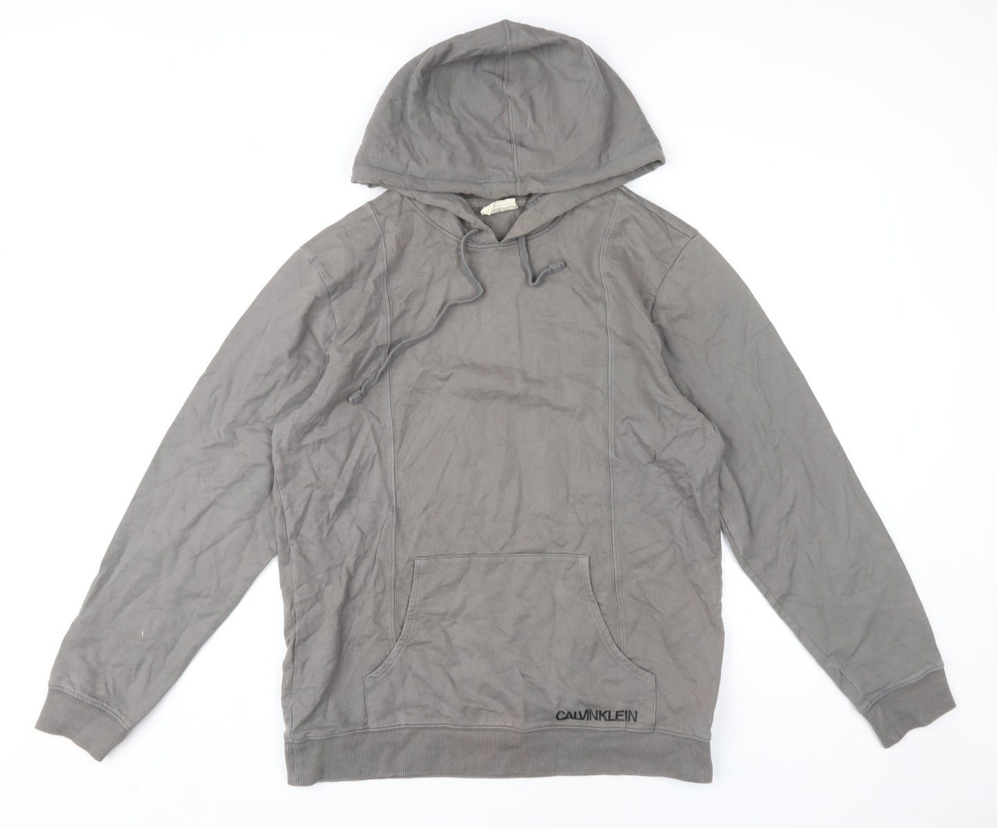 Calvin Klein Men's Grey Hoodie, Size S, Pullover, Logo