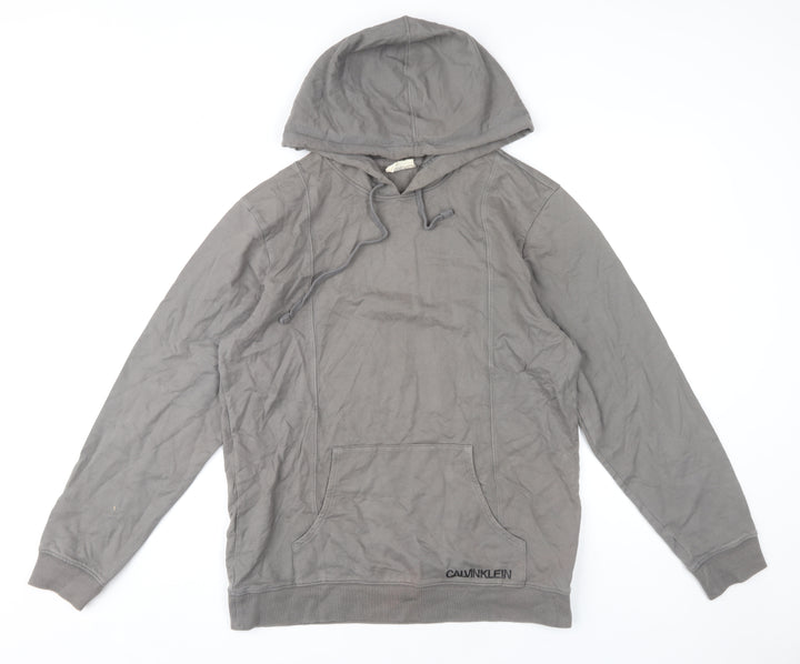 Calvin Klein Men's Grey Hoodie, Size S, Pullover, Logo