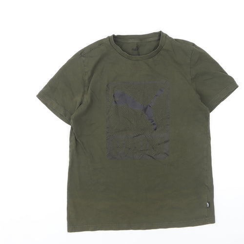 Puma Boys Green T-Shirt Size L Basic Logo Style