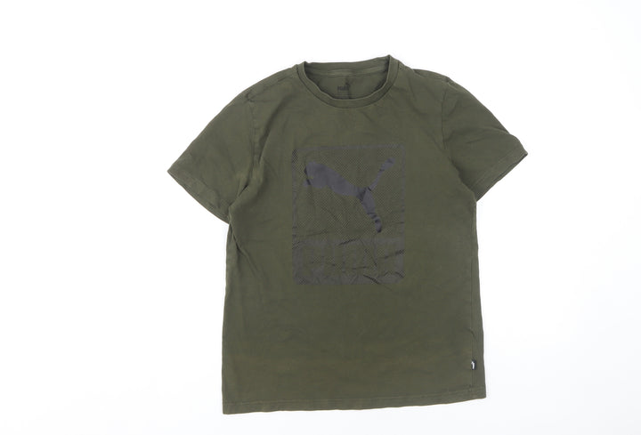 Puma Boys Green T-Shirt Size L Basic Logo Style