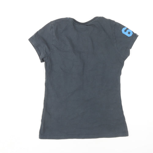 Superdry Women's Black V-Neck T-Shirt Size L