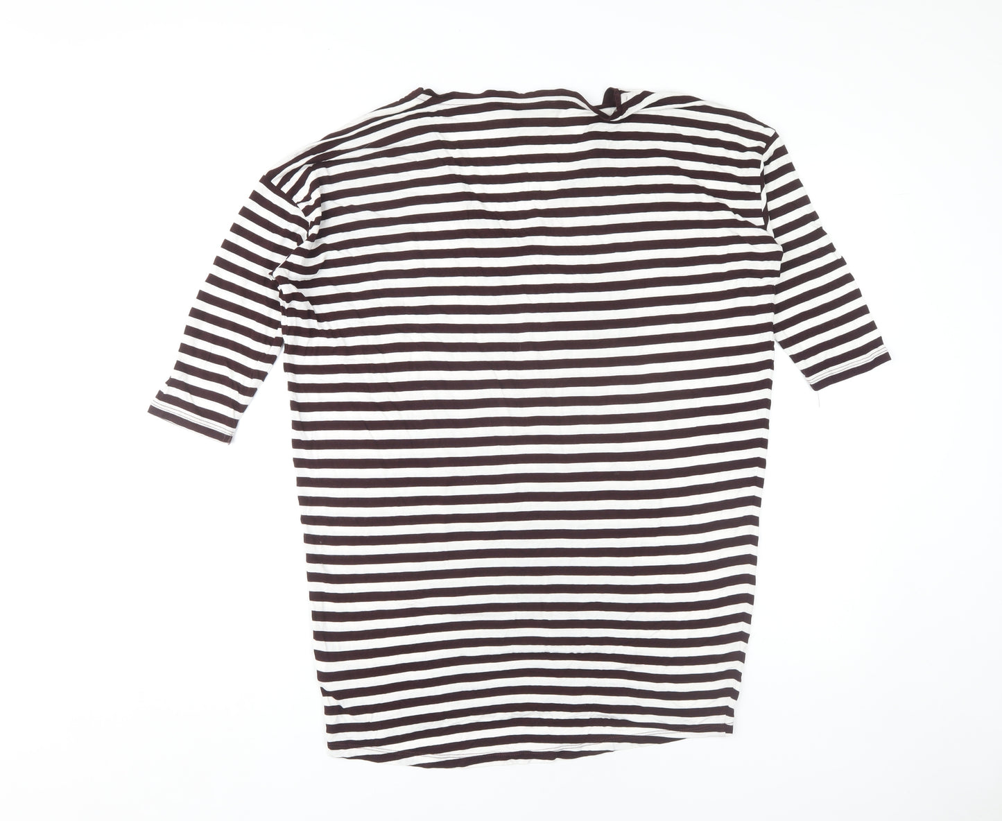 Next Women's Black & White Striped V-Neck T-Shirt Size 10