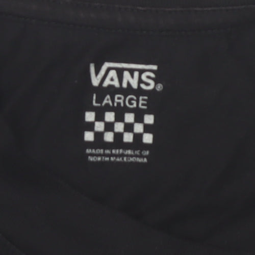Vans Unisex Black T-Shirt, L, Casual Basic Crew Neck