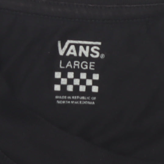 Vans Unisex Black T-Shirt, L, Casual Basic Crew Neck
