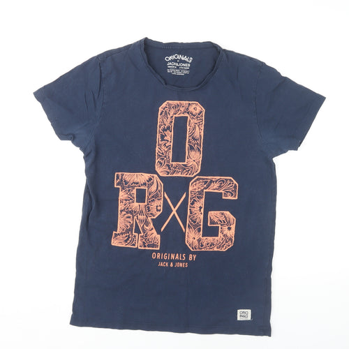 Jack & Jones Men's Blue M Graphic Cotton T-Shirt