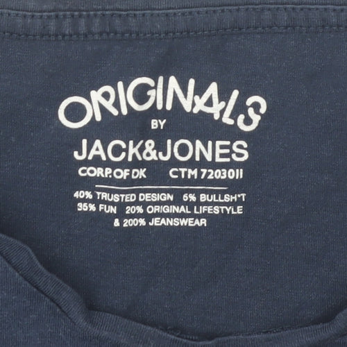 Jack & Jones Men's Blue M Graphic Cotton T-Shirt