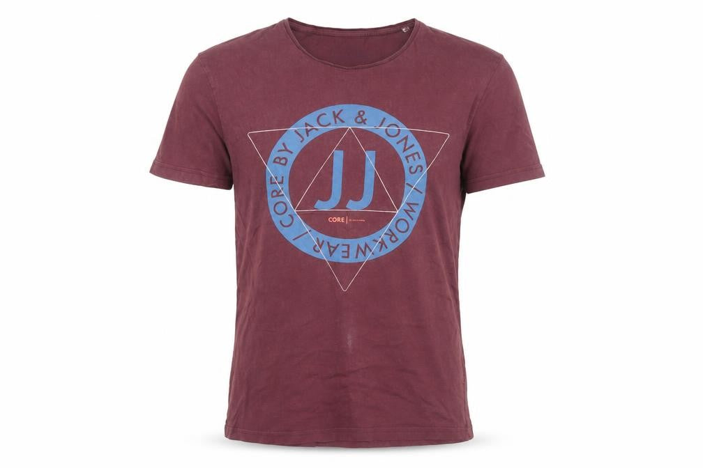 Front view of Jack & Jones Men's Red M Graphic Print T-Shirt