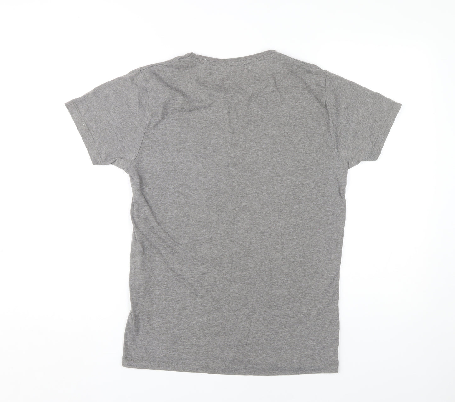Jack & Jones Men's Grey Graphic T-Shirt, Size M, Crew Neck