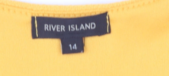 River Island Women's Yellow Bodycon Dress - Size 14