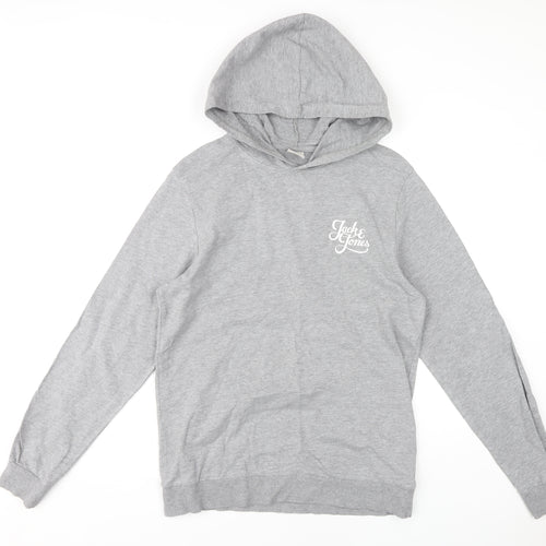 Jack & Jones Men's Grey Pullover Hoodie, L