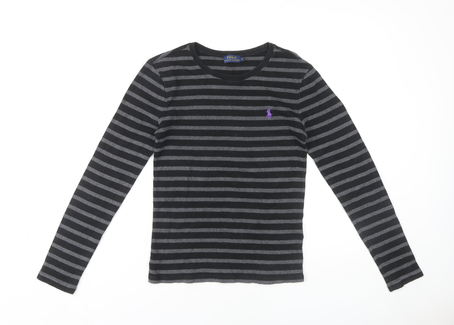 Polo Ralph Lauren Women's Black Striped Long Sleeve Tee