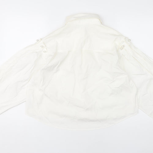 Zara Women White Long Sleeve Blouse Size L