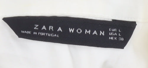 Zara Women White Long Sleeve Blouse Size L