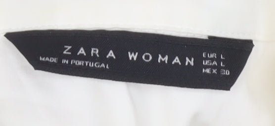 Zara Women White Long Sleeve Blouse Size L