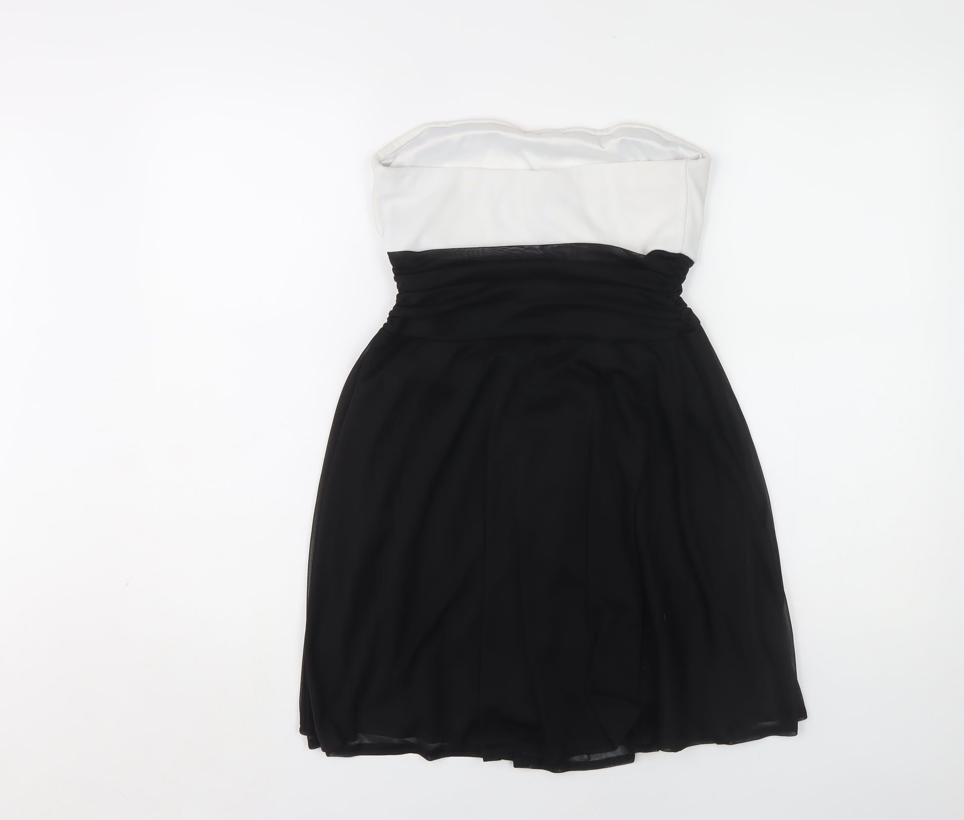 Jane Norman Women's Black and White Strapless Dress Preworn Jane Norman Women's Black and White Strapless Dress Preworn